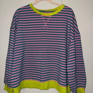 Striped Pink and Green Sweatshirt